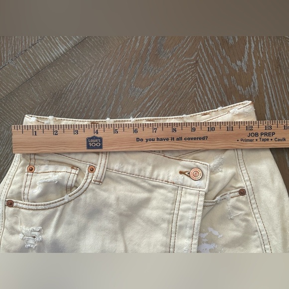 FREE PEOPLE PARKER WRAP DENIM GRUNGE MINI SKIRT BUTTER CREAM SZ 24 - Picture 11 of 14